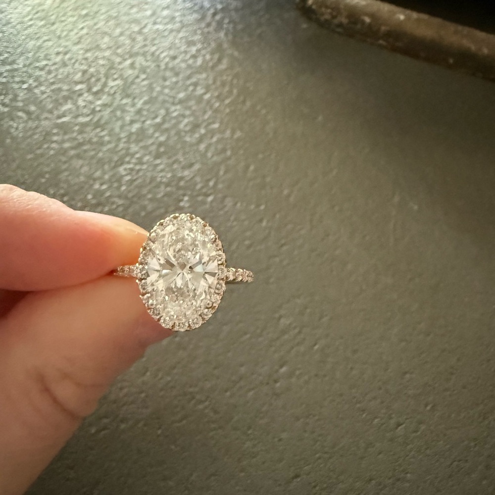 Zales Gold Oval Diamond Ring with box purchased 2 months ago. New condition. - Picture 3 of 6